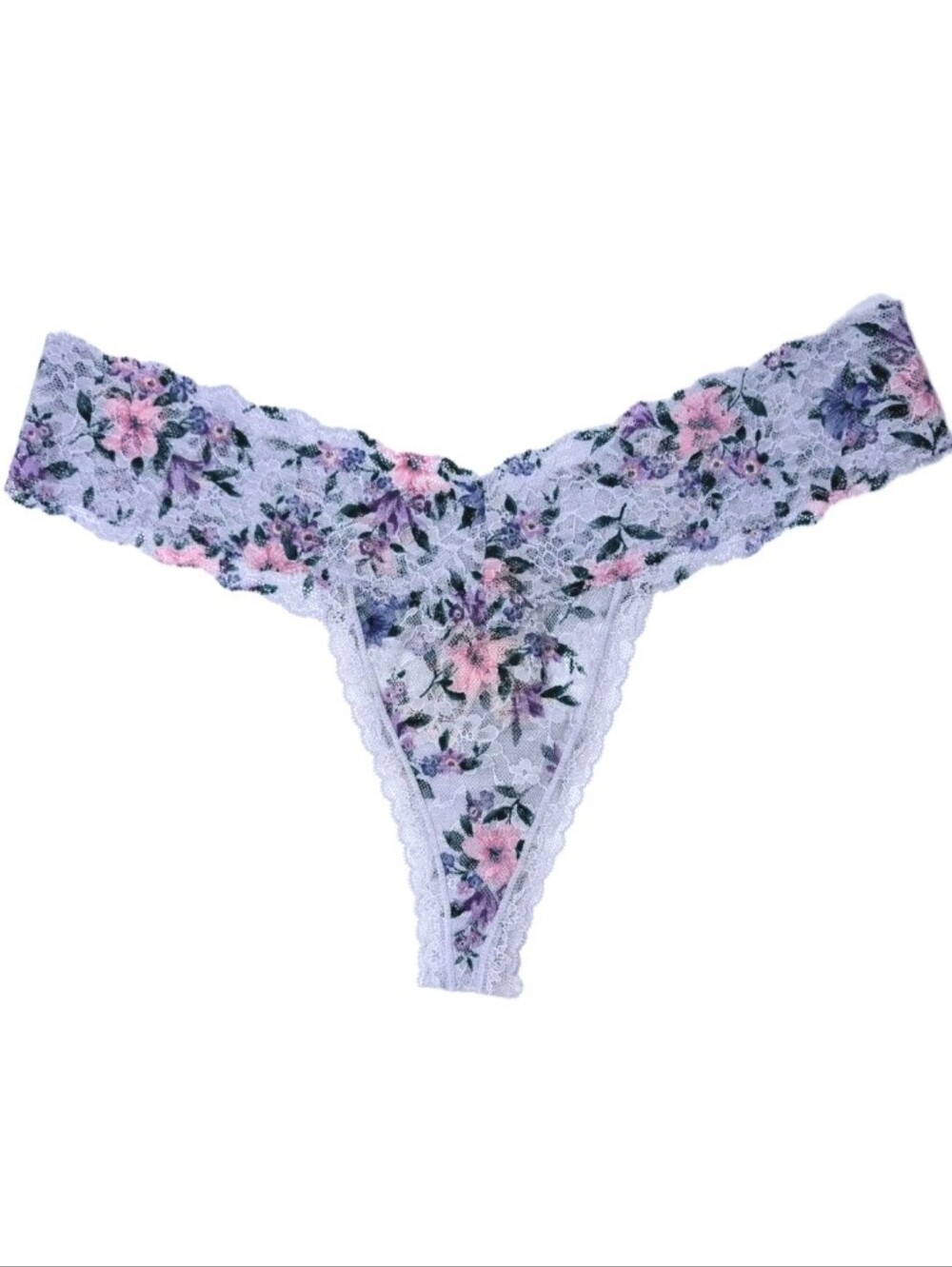 Victoria's Secret Lacie Thong Large Women Sheer Panty New purple Floral 65ds